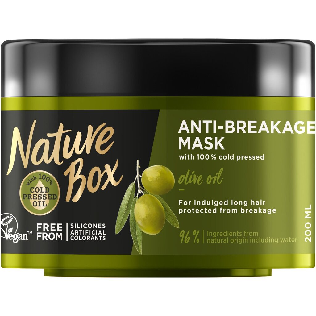 Plaukų kaukė su alyvuogių aliejumi NATURE BOX Olive Oil 200 ml цена и информация | Priemonės plaukų stiprinimui | pigu.lt