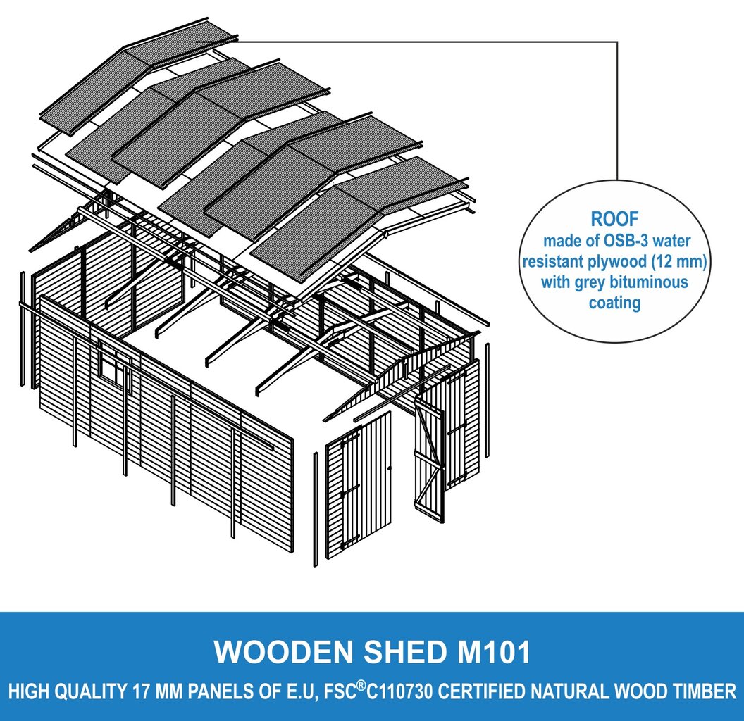 Medinis garažas Timbela M101 kaina ir informacija | Sodo nameliai, malkinės, pastogės | pigu.lt