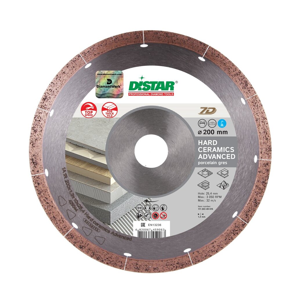 Deimantinis diskas plytelėms Distar Hard Ceramics Advanced 180x1.4x8.5x25,4 kaina ir informacija | Mechaniniai įrankiai | pigu.lt