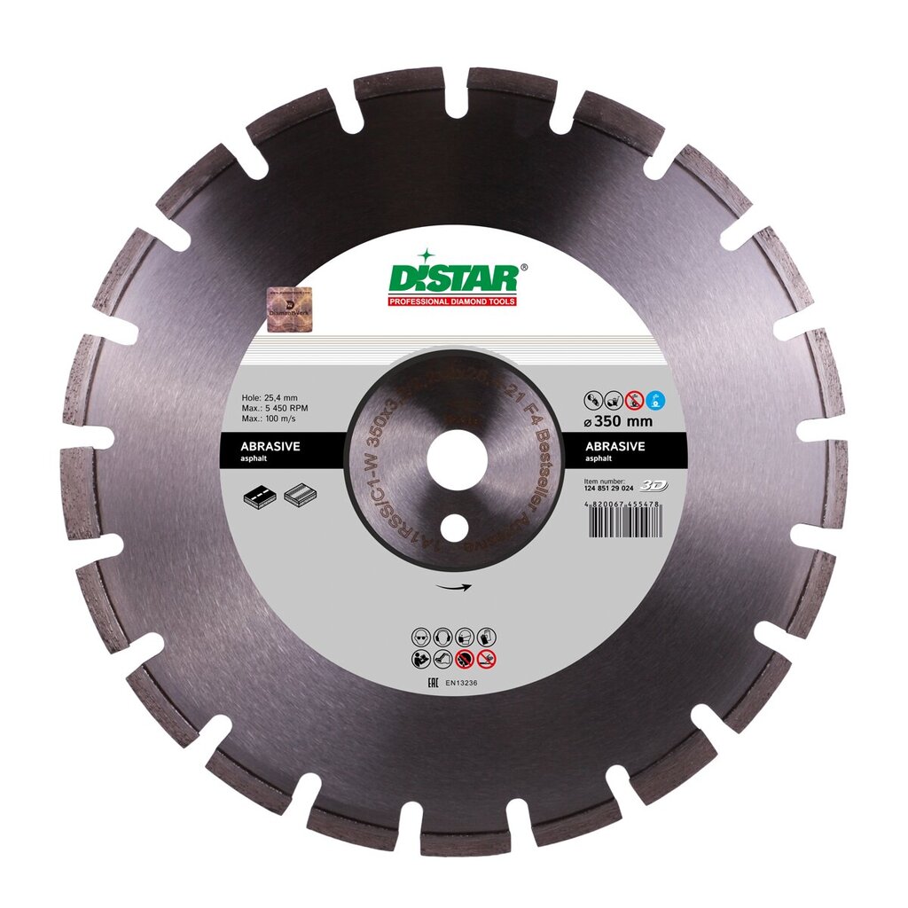 Deimantinis diskas asfaltui Distar Abrasive 400x3.5/2.5x9x25.4-24 kaina ir informacija | Mechaniniai įrankiai | pigu.lt