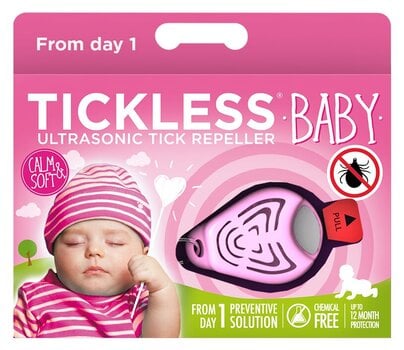 TickLess Baby ultragarsinis pakabukas nuo erkių ir blusų kūdikiams rožinis kaina ir informacija | Priemonės nuo uodų ir erkių | pigu.lt