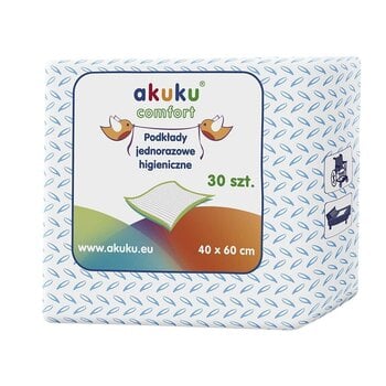 Одноразовые гигиенические прокладки AKUKU COMFORT, 30 шт. 40 х 60 см, A0377 цена и информация | Одноразовые пеленки и влажные салфетки | pigu.lt