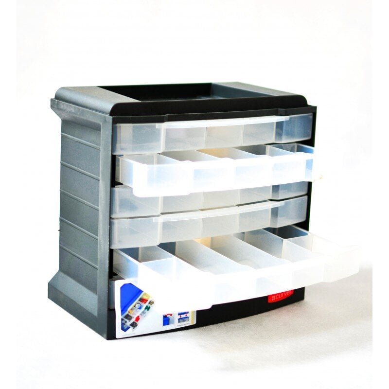 Dėžė įrankiams ir smulkiems daiktams su 5 ištraukiamais stalčiais, 29 x17 x 27 cm kaina ir informacija | Įrankių dėžės, laikikliai | pigu.lt