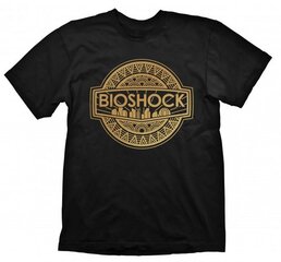T-Shirt Bioshock Golden Logo, Black Size S kaina ir informacija | Žaidėjų atributika | pigu.lt