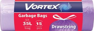 Šiukšlių maišai užrišami Vortex 35L/15vnt kaina ir informacija | Šiukšlių maišai | pigu.lt