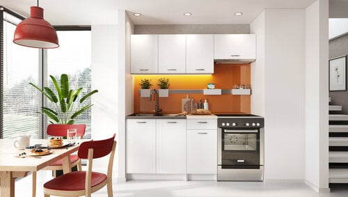 Комплект кухонных шкафов Mela 1,2/1,8 со столешницей, белый цена и информация | Кухонные гарнитуры | pigu.lt