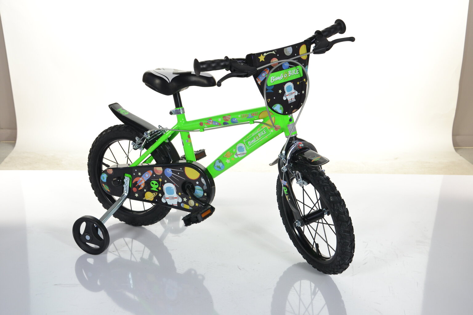 Dviratukas vaikams Bimbo Bike 14" Boy Cosmos, žalias цена и информация | Dviračiai | pigu.lt