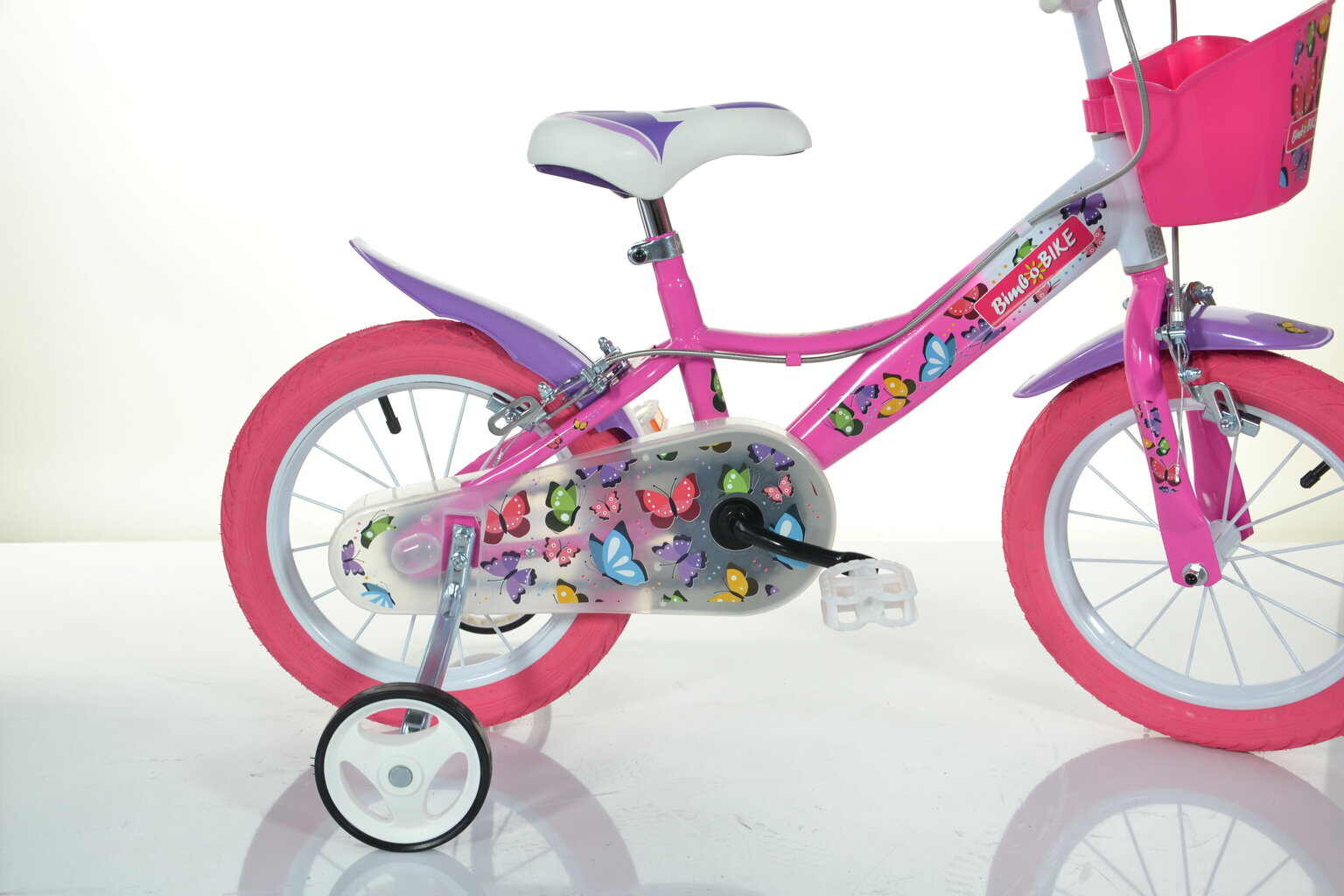 Dviratukas vaikams Bimbo Bike 14" Girl Butterfly, rožinis kaina ir informacija | Dviračiai | pigu.lt