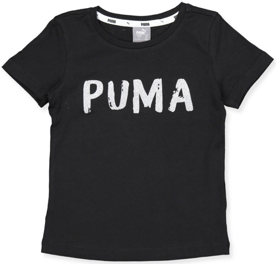 Marškinėliai mergaitėms Puma Alpha Tee G Black kaina ir informacija | Marškinėliai mergaitėms | pigu.lt