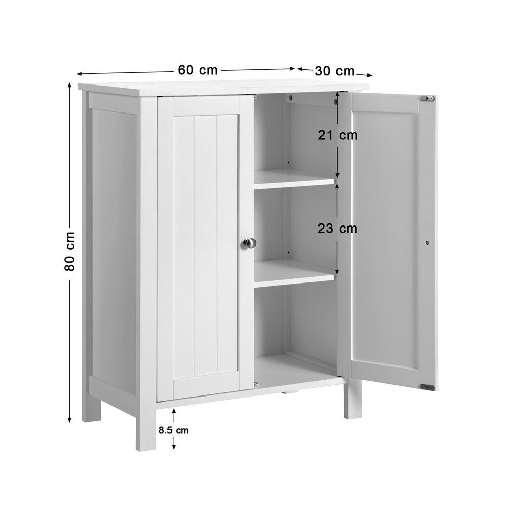 Pastatoma vonios spintelė Songmics 80 cm, balta kaina ir informacija | Vonios spintelės | pigu.lt