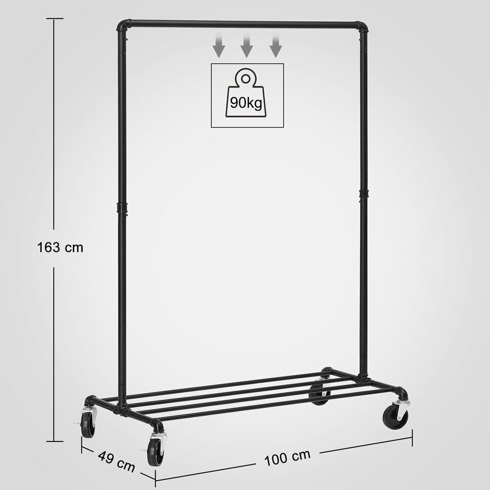 Drabužių kabykla Songmics 100 cm, juoda цена и информация | Drabužių kabyklos | pigu.lt