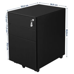 Шкафчик на колесиках Songmics 60 см, черный цена и информация | Шкафчики в гостиную | pigu.lt