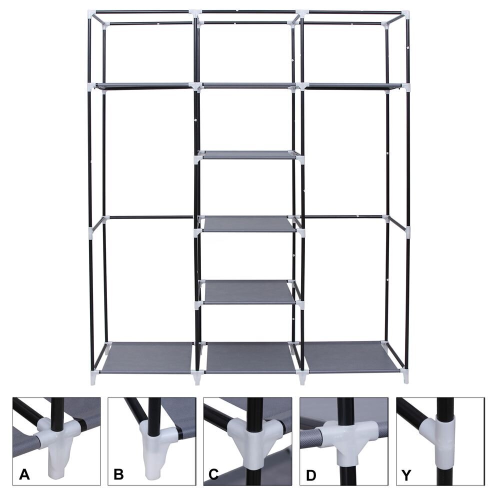 Tekstilinė drabužių spinta Songmics 175x150 cm, pilka kaina ir informacija | Spintos | pigu.lt