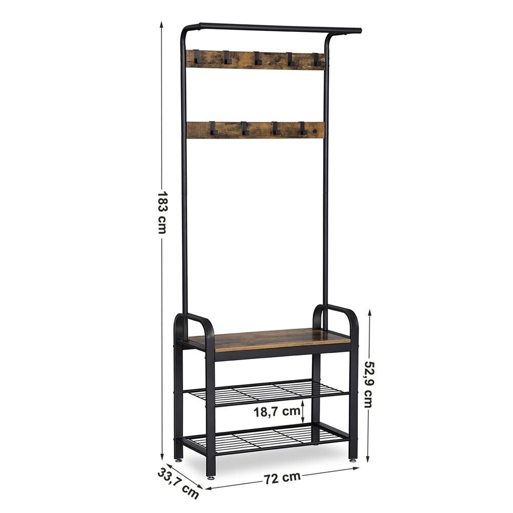 Prieškambario baldų komplektas Songmics 183 cm, juodas/rudas цена и информация | Prieškambario komplektai | pigu.lt