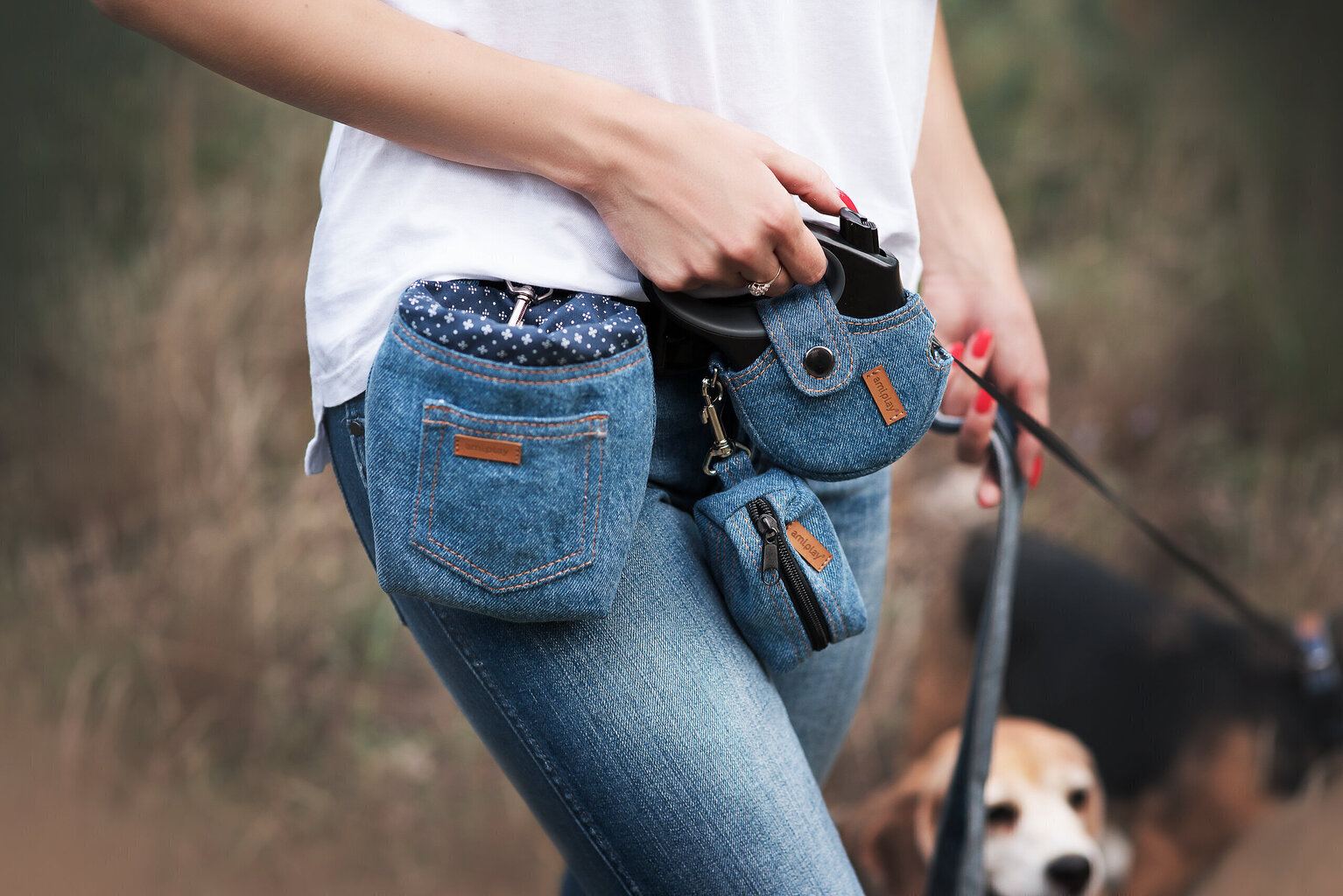 Pavadėlio dėklas Amiplay Denim Navy Blue, XL kaina ir informacija | Pavadėliai šunims | pigu.lt