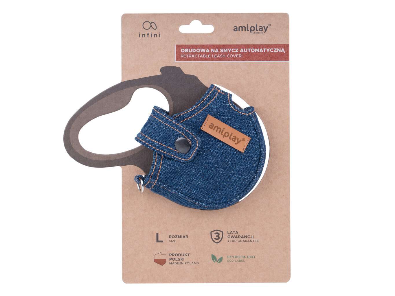 Pavadėlio dėklas Amiplay Denim Navy Blue, L kaina ir informacija | Pavadėliai šunims | pigu.lt