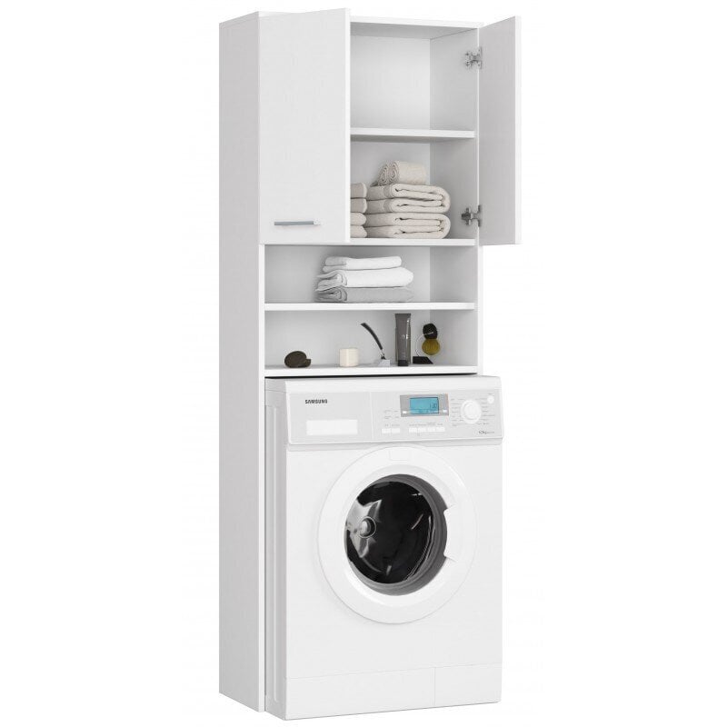 Spintelė virš skalbimo mašinos NORE FIN, balta kaina ir informacija | Vonios spintelės | pigu.lt