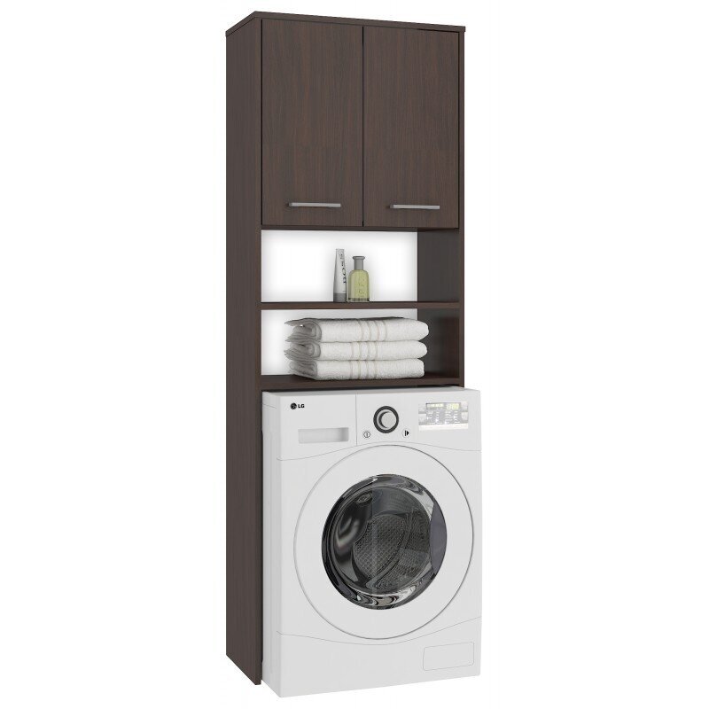 Spintelė virš skalbimo mašinos NORE FIN, ruda цена и информация | Vonios spintelės | pigu.lt