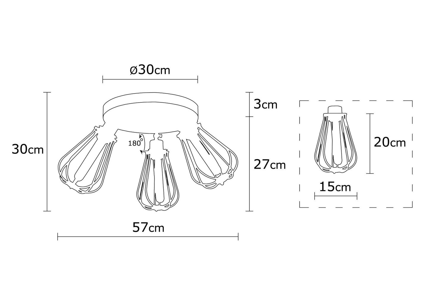 Opviq Alby lubinis šviestuvas Fetiye - N-1119 kaina ir informacija | Lubiniai šviestuvai | pigu.lt