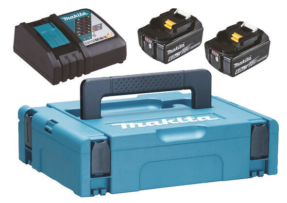 Komplektas Makita 18V, 2XBL1860, DC18RC, Makpac 198116-4 цена и информация | Suktuvai, gręžtuvai | pigu.lt