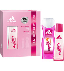 Rinkinys Adidas Fruity Rhythm moterims: tualetinis vanduo EDT 75 ml + dušo želė 250 ml kaina ir informacija | Adidas Kvepalai, kosmetika | pigu.lt