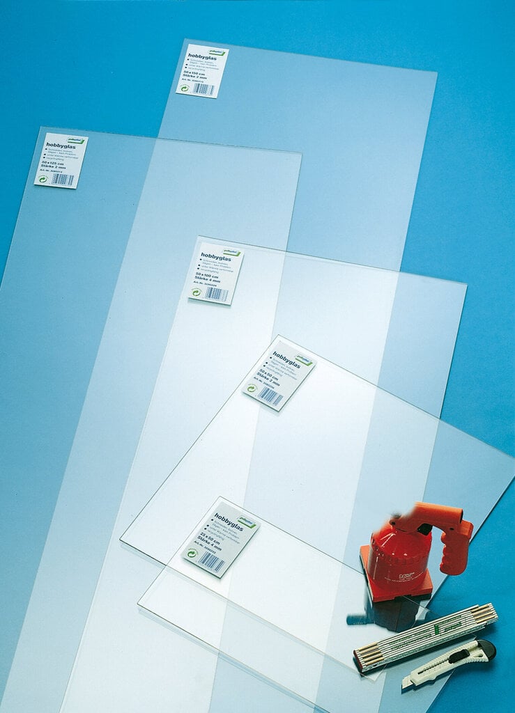 Hobbyglas organinis stiklas, 4 mm, skaidrus 50x50 cm цена и информация |  Lubų, sienų dekoro elementai | pigu.lt