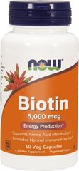 Пищевая добавка NOW Biotin 5000 мкг, 60 капсул цена и информация | Витамины, пищевые добавки, препараты для хорошего самочувствия | pigu.lt