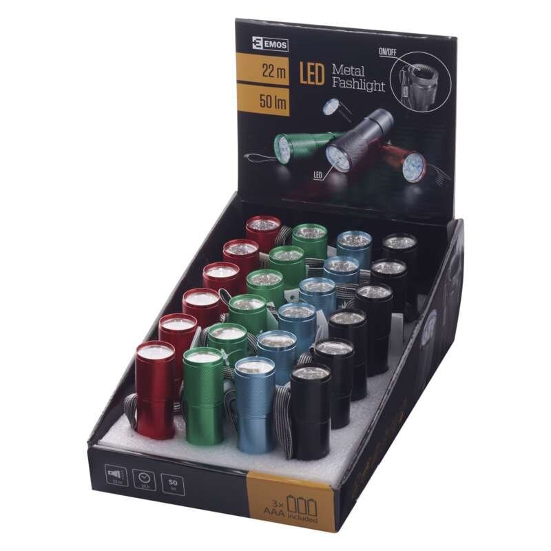 Žibintuvėlis metalinis EMOS 9 LED 3xAAA (baterijos viduje) kaina ir informacija | Žibintuvėliai, prožektoriai | pigu.lt