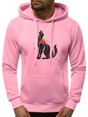 Šviesiai rožinis vyriškas džemperis su gobtuvu "Vilkas" цена и информация | Мужские толстовки | pigu.lt