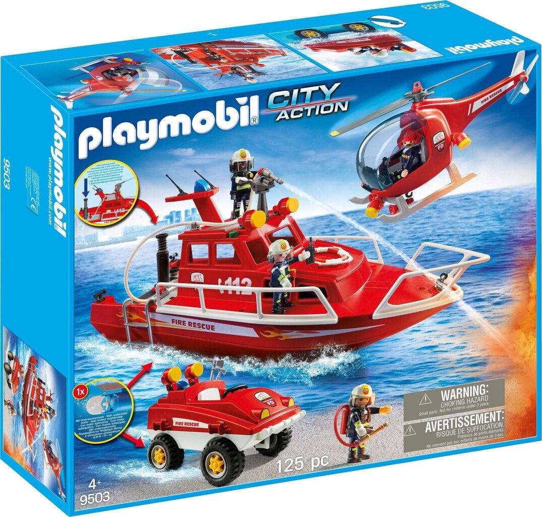 95037 PLAYMOBIL® City Action Ugniagesių komandos rinkinys su povandeniniu laivu цена и информация | Konstruktoriai ir kaladėlės | pigu.lt