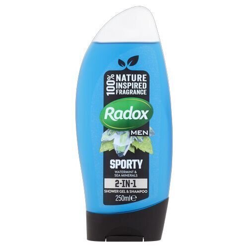 Dušo želė vyrams Radox Men Feel Sporty 2 v 1 Shower Gel and Shampoo, 250ml цена и информация | Dušo želė, aliejai | pigu.lt