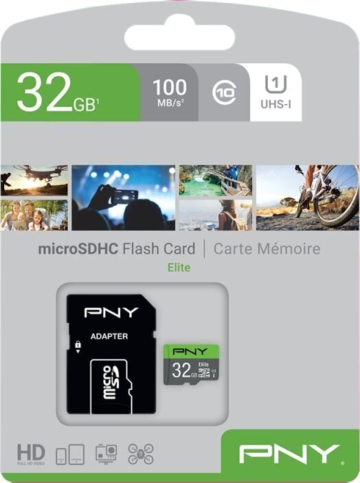 PNY MicroSDHC 32GB (+SD adapteris) kaina ir informacija | Atminties kortelės telefonams | pigu.lt