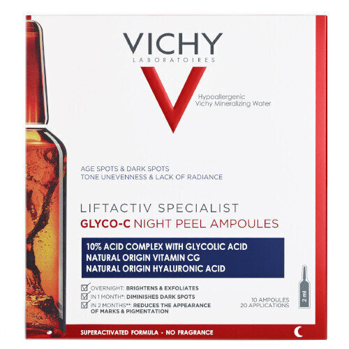 Naktinės veido ampulės Vichy Liftactiv Specialist 10 x 2 ml цена и информация | Veido aliejai, serumai | pigu.lt