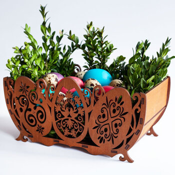 Деревянная корзинка "Пестрая Пасха" цена и информация | Праздничные декорации | pigu.lt