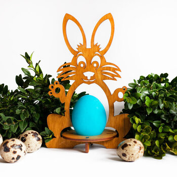 Деревянная подставка для яиц Пасхальный кролик, коричневая цена и информация | Праздничные декорации | pigu.lt
