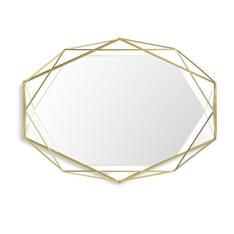 Plieninis sieninis veidrodis Umbra Prisma, 43x57cm, auksinės spalvos kaina ir informacija | Veidrodžiai | pigu.lt