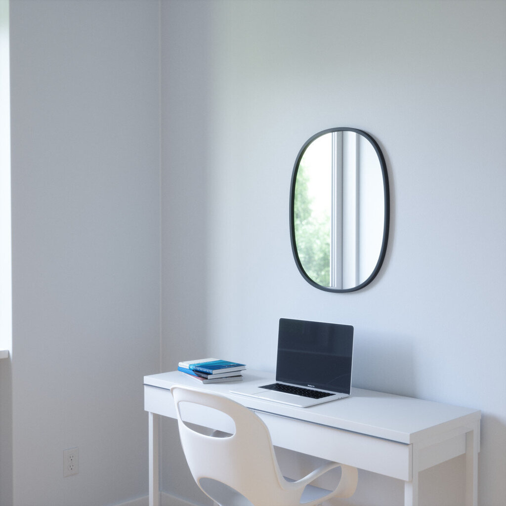 Ovalus sieninis veidrodis Umbra, 61x46 cm, juodas kaina ir informacija | Veidrodžiai | pigu.lt