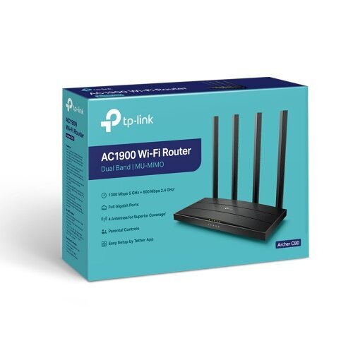 Maršrutizatorius TP-Link Archer C80 1300 Mbit/s Juoda цена и информация | Maršrutizatoriai (routeriai) | pigu.lt