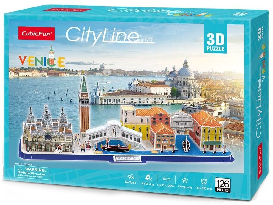 3D dėlionė CubicFun City Line Venezia 126 d. kaina ir informacija | Dėlionės (puzzle) | pigu.lt