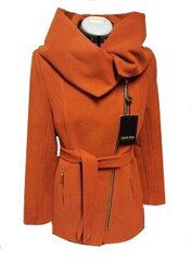Puspaltis su vilna, su gobtuvu, raudonos plytos spalvos цена и информация | Женские пальто | pigu.lt