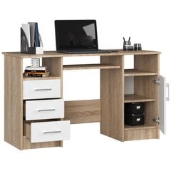 Письменный стол NORE Ana, 124 см, дубового/белого цвета цена и информация | Компьютерные, письменные столы | pigu.lt
