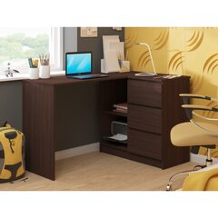Письменный стол NORE B16, правый вариант, темно-коричневый цена и информация | Компьютерные, письменные столы | pigu.lt