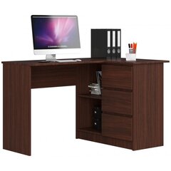 Письменный стол NORE B16, правый вариант, темно-коричневый цена и информация | Компьютерные, письменные столы | pigu.lt