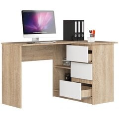 Письменный стол NORE B16, правый вариант, цвета дуба/белый цена и информация | Компьютерные, письменные столы | pigu.lt