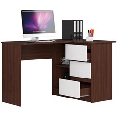 Письменный стол NORE B16, правый вариант, коричневый/белый цена и информация | Компьютерные, письменные столы | pigu.lt