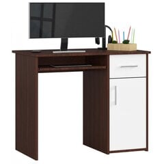 Rašomasis stalas NORE Pin, tamsiai rudas/baltas kaina ir informacija | Kompiuteriniai, rašomieji stalai | pigu.lt