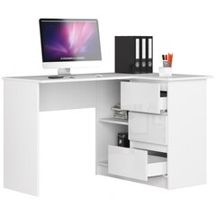 Письменный стол NORE CLP, правый вариант, белый глянцевый цена и информация | Компьютерные, письменные столы | pigu.lt