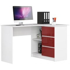 Письменный стол NORE CLP, правый вариант, белый/красный цена и информация | Компьютерные, письменные столы | pigu.lt