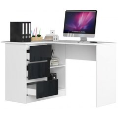 Письменный стол NORE B16, левый вариант, белый/черный цена и информация | Компьютерные, письменные столы | pigu.lt