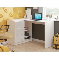 Письменный стол NORE B16, левый вариант, белый/светло-серый цена и информация | Компьютерные, письменные столы | pigu.lt